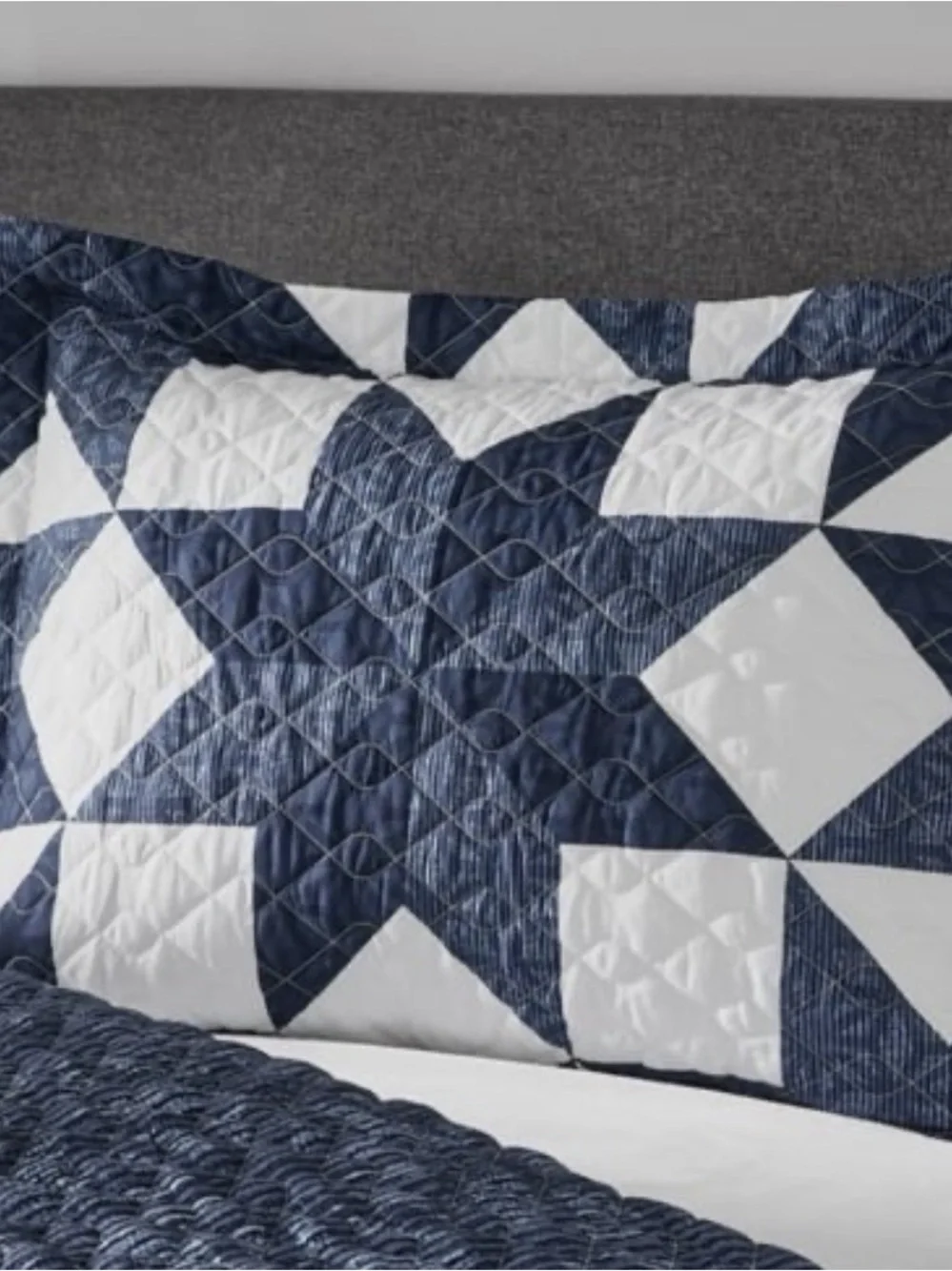 Mainstays Classic Blue Star Quilt Sham, Standard/Queen, 1 pack, Lot of 3